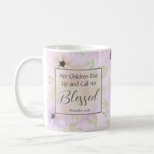 Proverbs 31:28 Religiösa Scripture för Mamma Blomm Kaffemugg