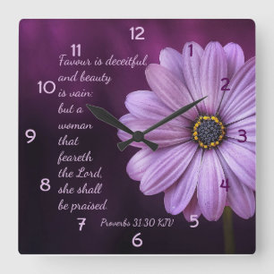 Proverbs 31:30 - En kvinna som fruktar LORD Fyrkantig Klocka