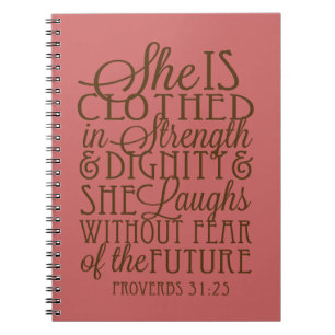 Proverbs 31 - Beklätt i styrka- & värdighetbrunt Anteckningsbok Med Spiral