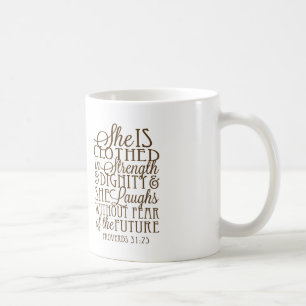 Proverbs 31 - Beklätt i styrka- & värdighetbrunt Kaffemugg