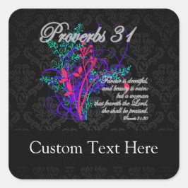 Proverbs 31 Bible Christian Women's Fyrkantigt Klistermärke