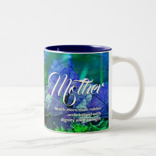PROVERBS 31 Blue Blommigt Christian Mors dag Två-Tonad Mugg