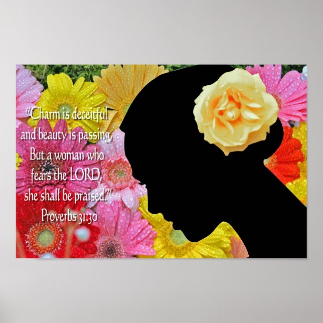 Proverbs 31 Christian Poster Blommor Scripture (Framsidan)