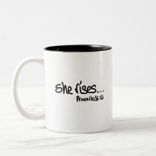Proverbs 31 Christian typography Two-Tone Coffee M Två-Tonad Mugg