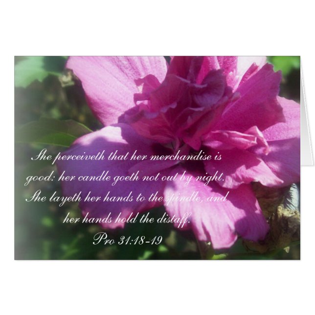 Proverbs 31 Collection ~ Proverbs 31: 18-19 Hälsningskort (Framsidan Horizontal)