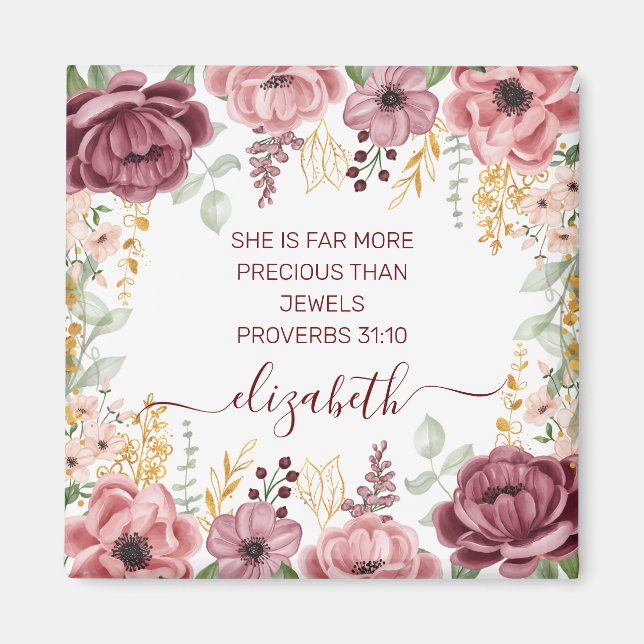 Proverbs 31 Elegant pastellblomma rosa Magnet (Framsidan)