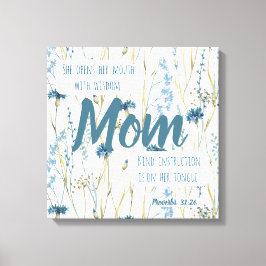 Proverbs 31 Mamma Blue & Guld Flowers Canvastryck