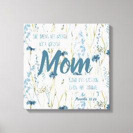 Proverbs 31 Mamma Blue & Guld Flowers Canvastryck