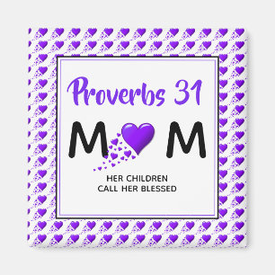 PROVERBS 31 MAMMA Lila Hearts Mors dag Magnet