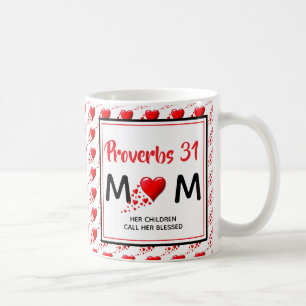 PROVERBS 31 MAMMA Red Hearts Christian Mors dag Kaffemugg