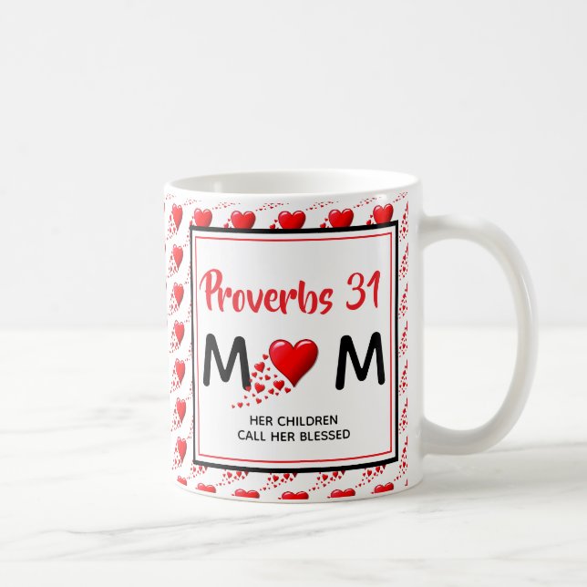 PROVERBS 31 MAMMA Red Hearts Christian Mors dag Kaffemugg (Höger)