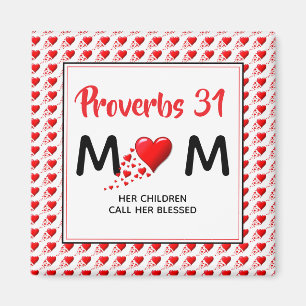 PROVERBS 31 MAMMA Red Hearts Christian Mors dag Magnet
