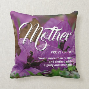PROVERBS 31 MOR Christian Lila Blommigt Kudde