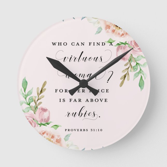 Proverbs 31 Virtuous Woman Clock Rund Klocka (Framsida)