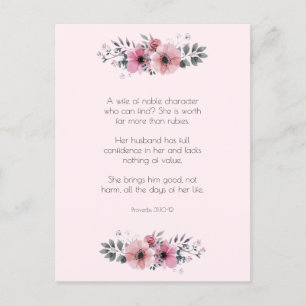 Proverbs 31 Woman Bible Verse Flowers Postcard Helg Vykort