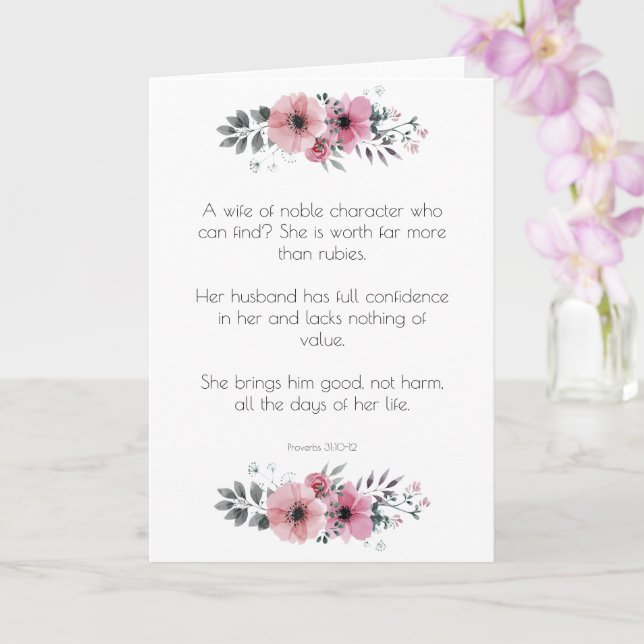 Proverbs 31 Woman Bible Verse med Rosa Flowers Kort (Orkide)