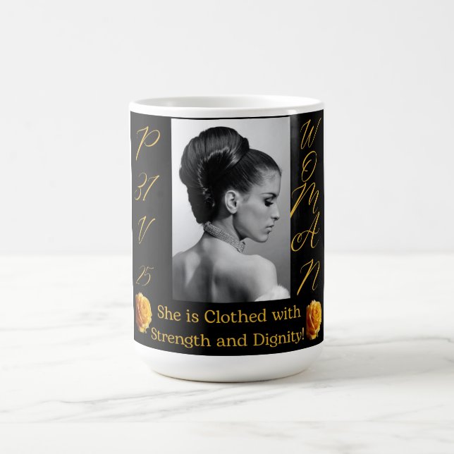 Proverbs 31 Woman Black & Gult Coffee Mugg (Center)