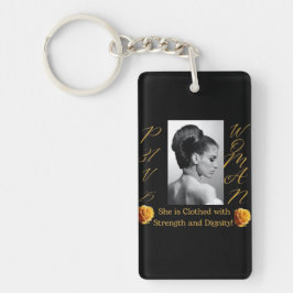 Proverbs 31 Woman Black, Gult & Grått Keychain