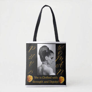 Proverbs 31 Woman Black & Gult Tote Bag Tygkasse