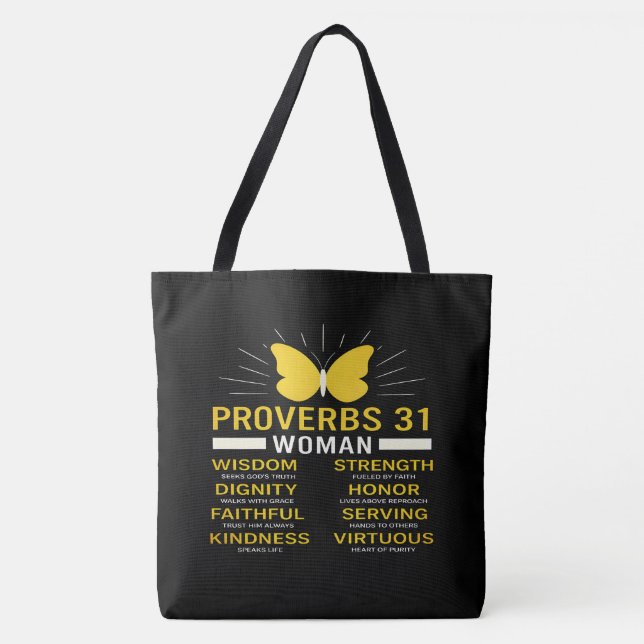 Proverbs 31 Woman Christian Women’s Tote Bag Tygkasse (Framsida)