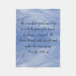 Proverbs 31 Woman Fleece Blanket Blue