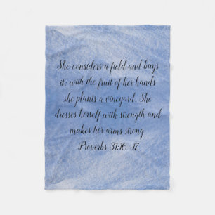 Proverbs 31 Woman Fleece Blanket Blue