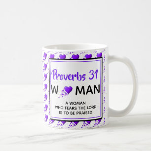 PROVERBS 31 WOMAN Lila Hearts Christian Kaffemugg