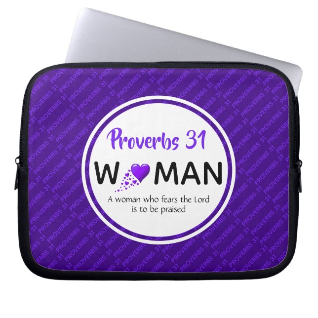 PROVERBS 31 WOMAN Lila Inspirational Christian Laptop Fodral (Framsidan)