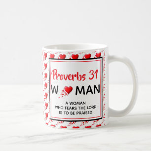 PROVERBS 31 WOMAN Red Hearts Christian Kaffemugg