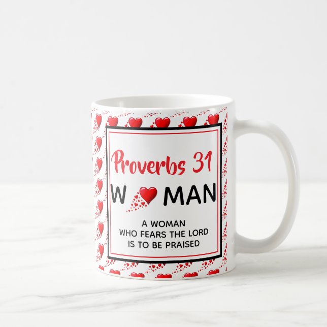 PROVERBS 31 WOMAN Red Hearts Christian Kaffemugg (Höger)