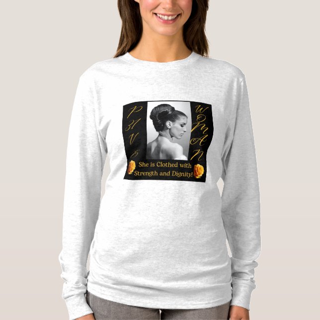 Proverbs 31 Woman White Långärmad T-Shirt (Framsida)