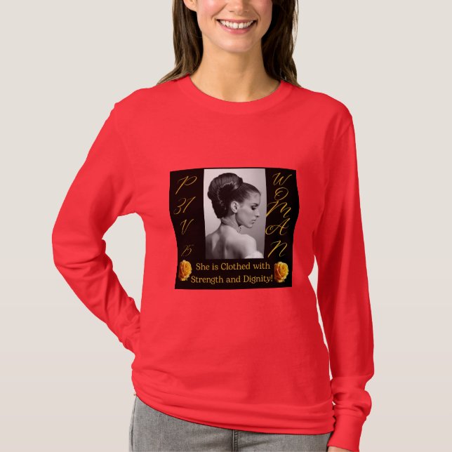 Proverbs 31 Women Red Långärmad T-Shirt (Framsida)