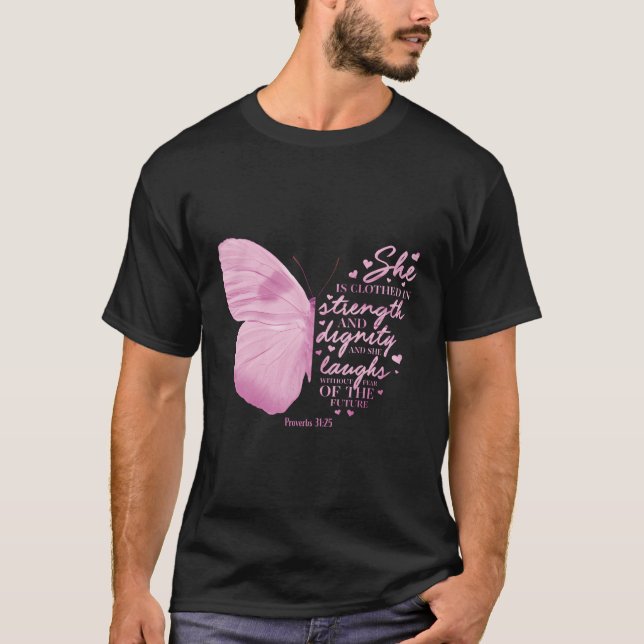 Proverbs 31 Worship Scripture Verse Hennes Mamma T Shirt (Framsida)