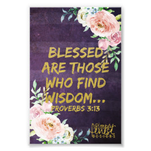 Proverbs 3:13 Blad Wisdom Scripture Fototryck
