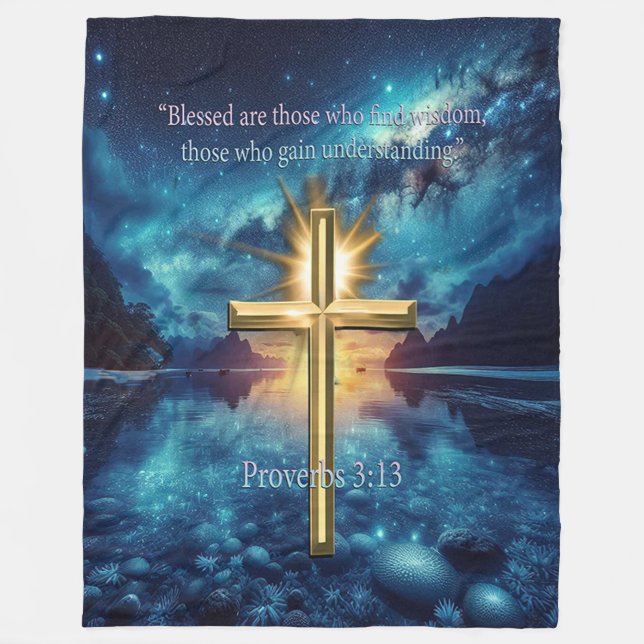 Proverbs 3:13 fleecefilt (Framsidan)