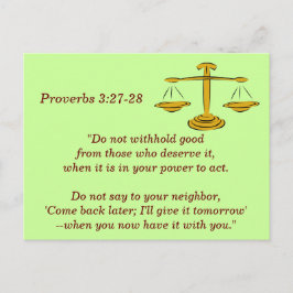 Proverbs 3:27-28 Bible Verse-minneskort Vykort