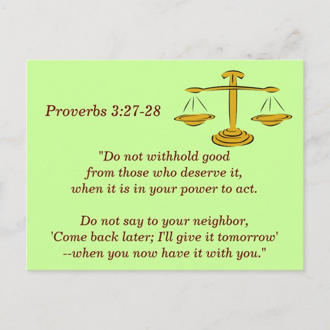 Proverbs 3:27-28 Bible Verse-minneskort Vykort (Framsida)