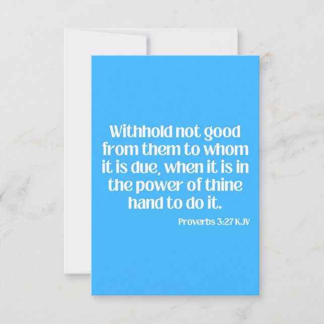 Proverbs 3:27 KJV Bible Scripture Hälsning Kort (Framsida)