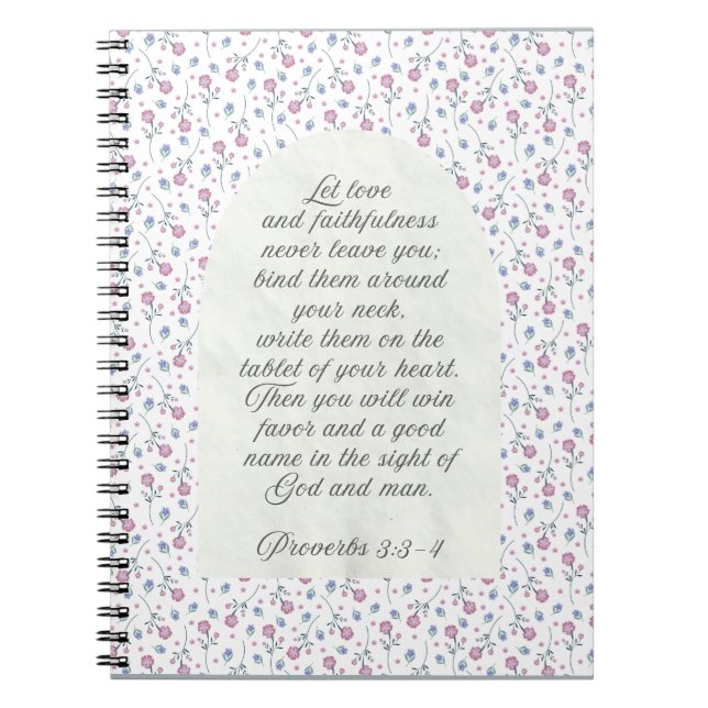 Proverbs 3:3–4 Floral Scripture  Anteckningsbok (Framsidan)