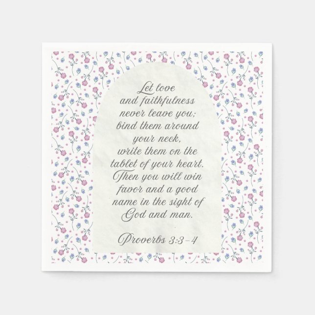 Proverbs 3:3–4 Floral Scripture  Pappersservett (Framsidan)