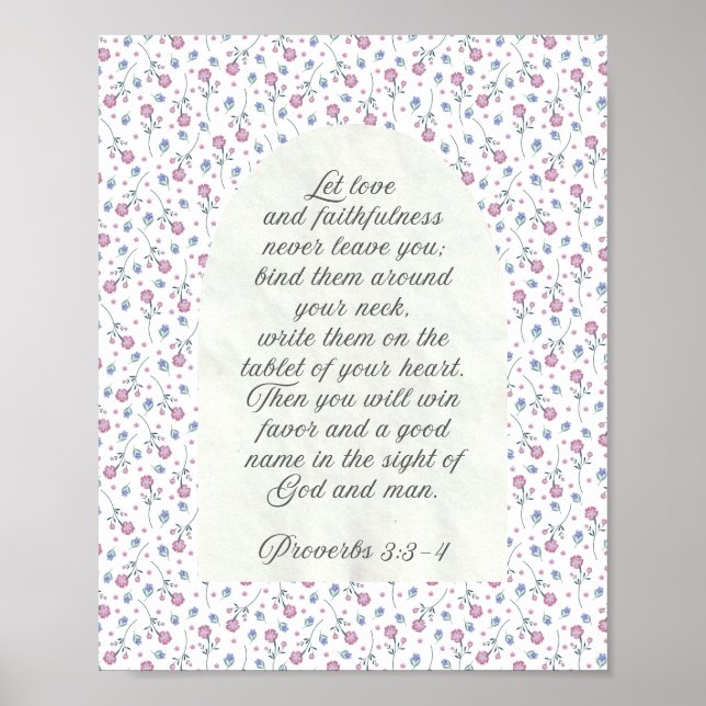 Proverbs 3:3–4 Floral Scripture  Poster (Framsidan)