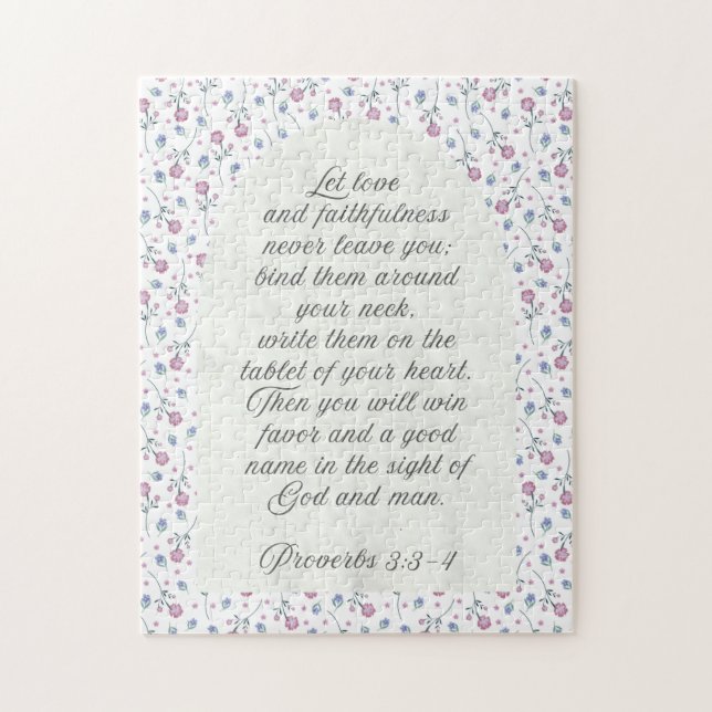 Proverbs 3:3–4 Floral Scripture  Pussel (Vertikal)