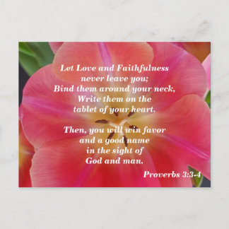 Proverbs 3: 3-4 Kärlek och Faithness Vykort
