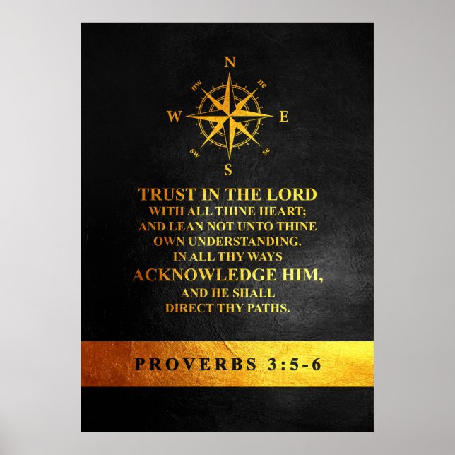 Proverbs 3:5-6 Bibelverse Poster (Framsidan)