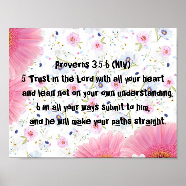 Proverbs 3:5-6 Bible Blommars Destiny's Destiny Poster (Framsidan)