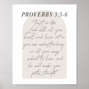 Proverbs 3:5-6 Boho Beige Arch Poster