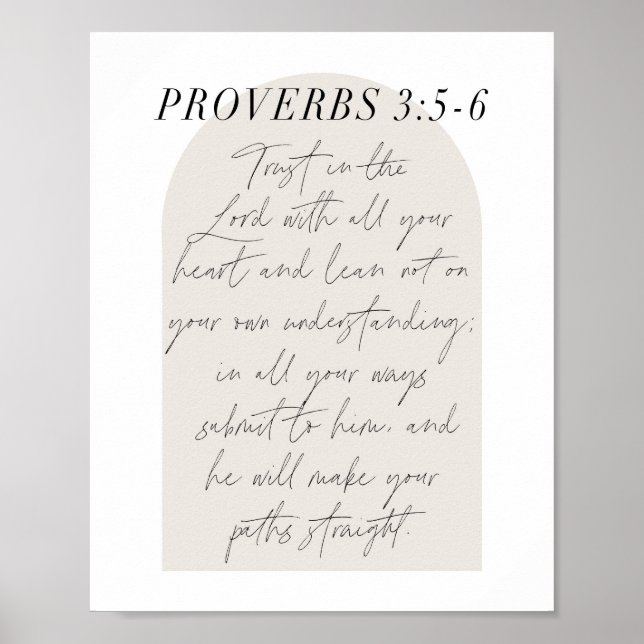 Proverbs 3:5-6 Boho Beige Arch Poster (Framsidan)