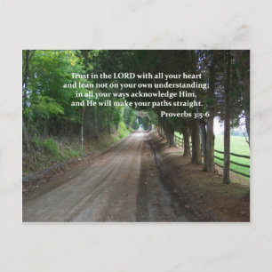 Proverbs 3:5-6 Christian Bible Verse Poster Vykort