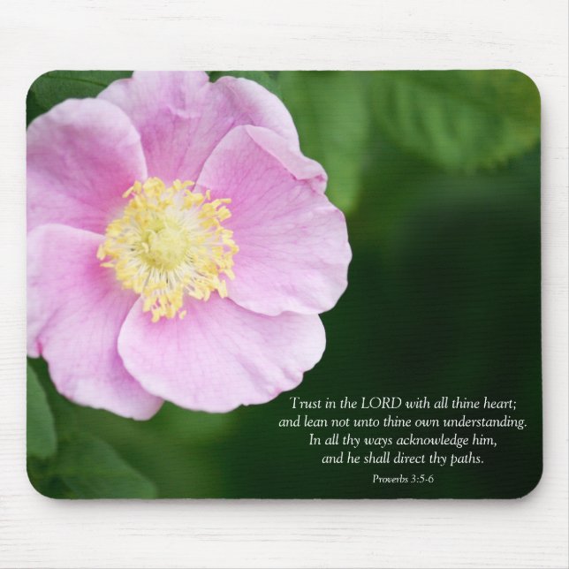 Proverbs 3:5-6 Christian Bible Verse Rosa Flower Musmatta (Framsidan)