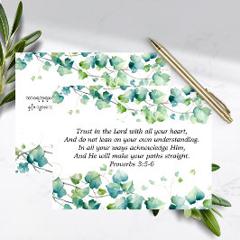 Proverbs 3:5-6 English Burmese Ivy White Note Card Anteckningskort